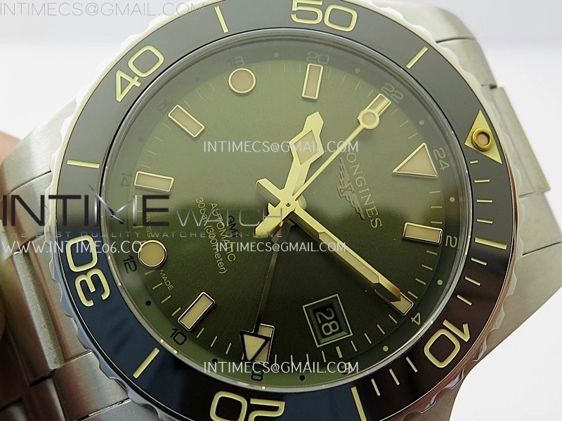 Hydroconquest L3.790.4 43mm SS Green Ceramic Bezel ETC 1:1 Best Edition Green Dial on SS Bracelet A2836